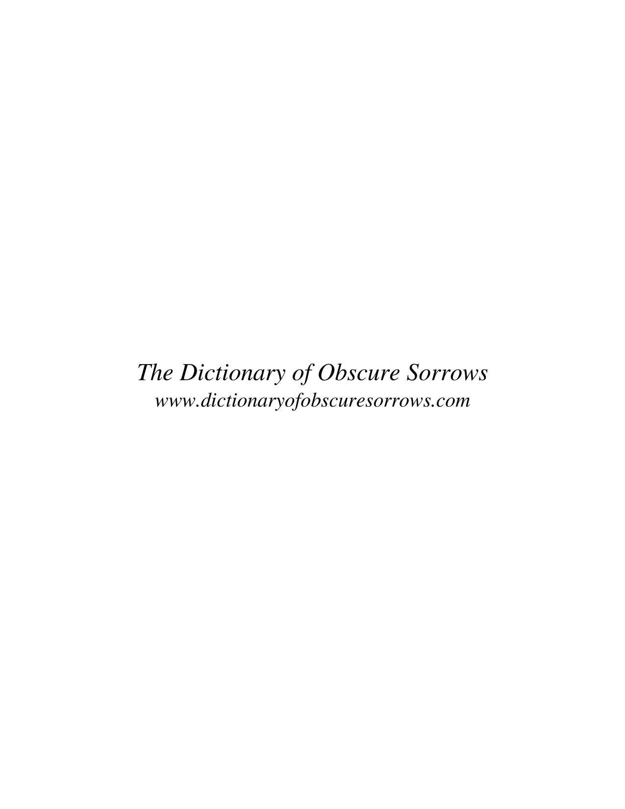 the dictionary of obscure sorrows book pdf free download